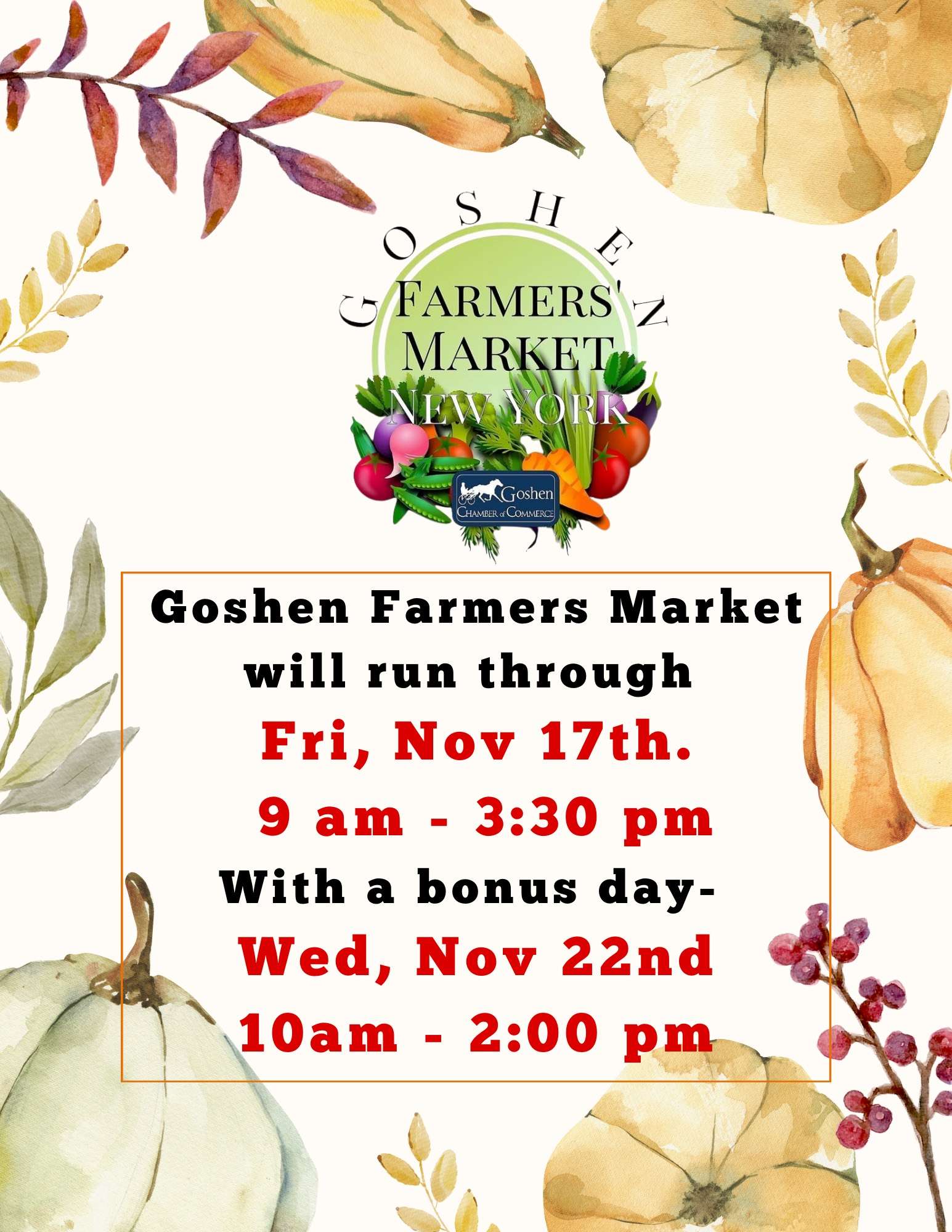 Nov. 17th Farmers Market